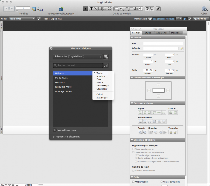 base de données filemaker pro
